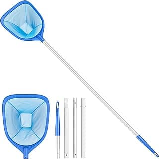 Mowend Swimming Pool Skimmer Net Total Length 57 inches, Leaf Rake Net with 4 Section Telescopic Aluminum Pole for Fast Cleaning Ponds, Hot...
