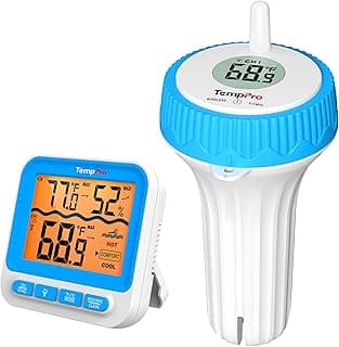 TempPro Waterproof Wireless Pool Thermometer Easy Read, Digital Pool Thermometer Floating for Swimming Pool, Hot Tub, Cold Plunge, Pond, Up...