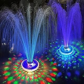 LanPool Floating Water Fountain with Underwater Lights, Powered Pump Outdoor, 2 Modes Sprinkler Waterfall Fountain for Inground Above Groun...