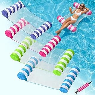 4 Pack Inflatable Pool Floats, OKSUWATER 4-in-1 Water Hammock, Pool Floats Adult Size for Swimming Pool Party Summer Lake Water Fun