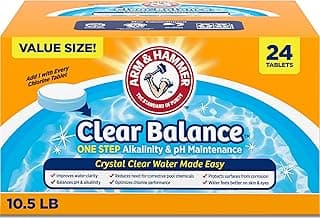 ARM & Hammer Clear Balance, One Step Alkalinity & pH Maintenance Tablets for Swimming Pools & Spa, Long-Lasting Water Balancer, 24 Count